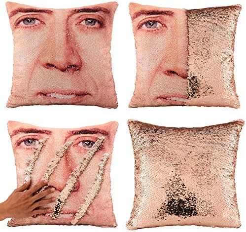 Ainik Mermaid Pillow Case Mermaid Pillow Cover Sequin Throw Pillow Case Decorative Color Change Cushion Cover Sofa Bedroom Car Kids 16 x 16 inches (Hotpink-Silver)