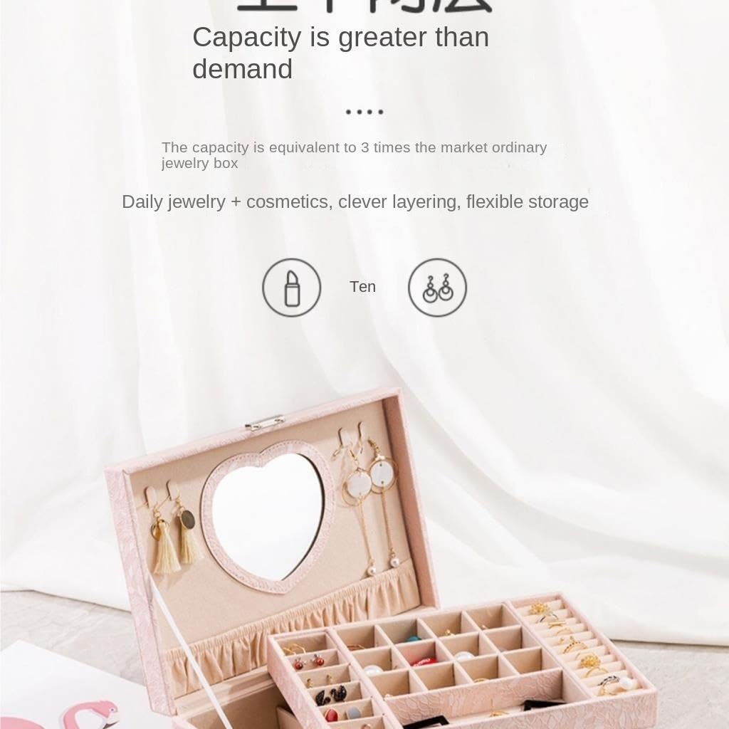 Joyero Europeo Coreano con Cerradura de Mano, Caja de Madera para Guardar Pendientes Sencillos con Forma de corazón