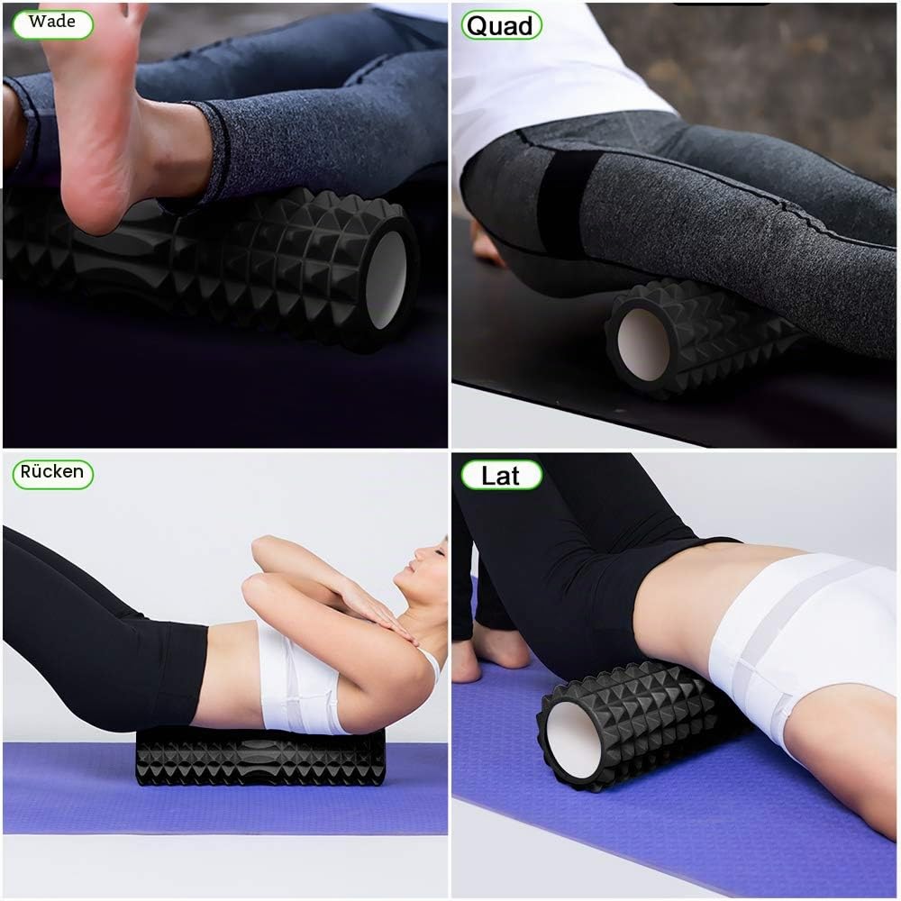 Odoland Faszienrolle Faszien Set 5 in 1 mit Foam Roller (45 x 14cm) Schaumstoffrolle Massageroller Stab Massagebälle für Faszientraining von Muskeln und Entlastung Muskelkate