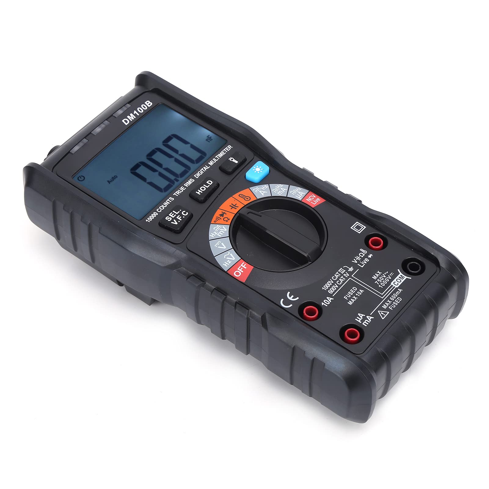 Gonetre Digitalmultimeter DM100B, 10.000 Zählungen, Hohe Genauigkeit mit NCV und Brennfest