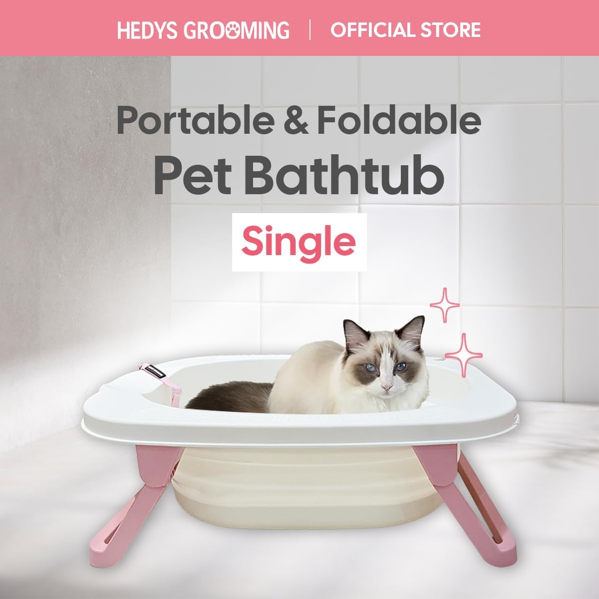 Foldable Dog Bathing Tub, Portable Indoor Pet Wash Station for Small and Medium Dogs, Compact Home Grooming Basin