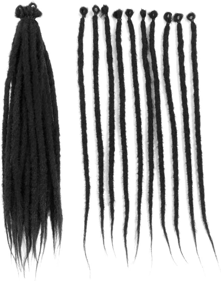 BOHOBABE 14 Inch Thin Synthetic Dreadlock Extensions 0.6cm 20 Strands Short Single End Reggae Dreadlocks Extension Natural Black Dreads Loc 14" (20 Strands,1B)
