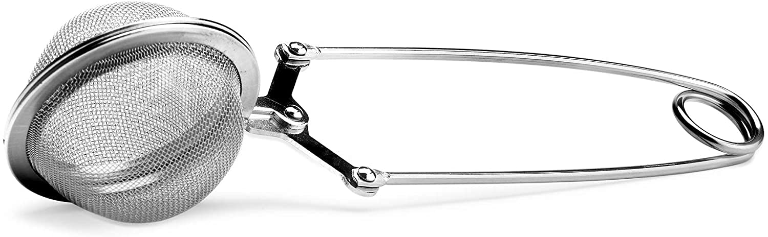 HRIM ENTERPRISE Tea Strainer with Clip Handle Portable Steel Tea Ball Shape Infuser Teapot Filter Spoon Coffee Beans Soup Spices Teapot Filter for Home Kitchen Store Easy to Use and Clean -1 pcs.