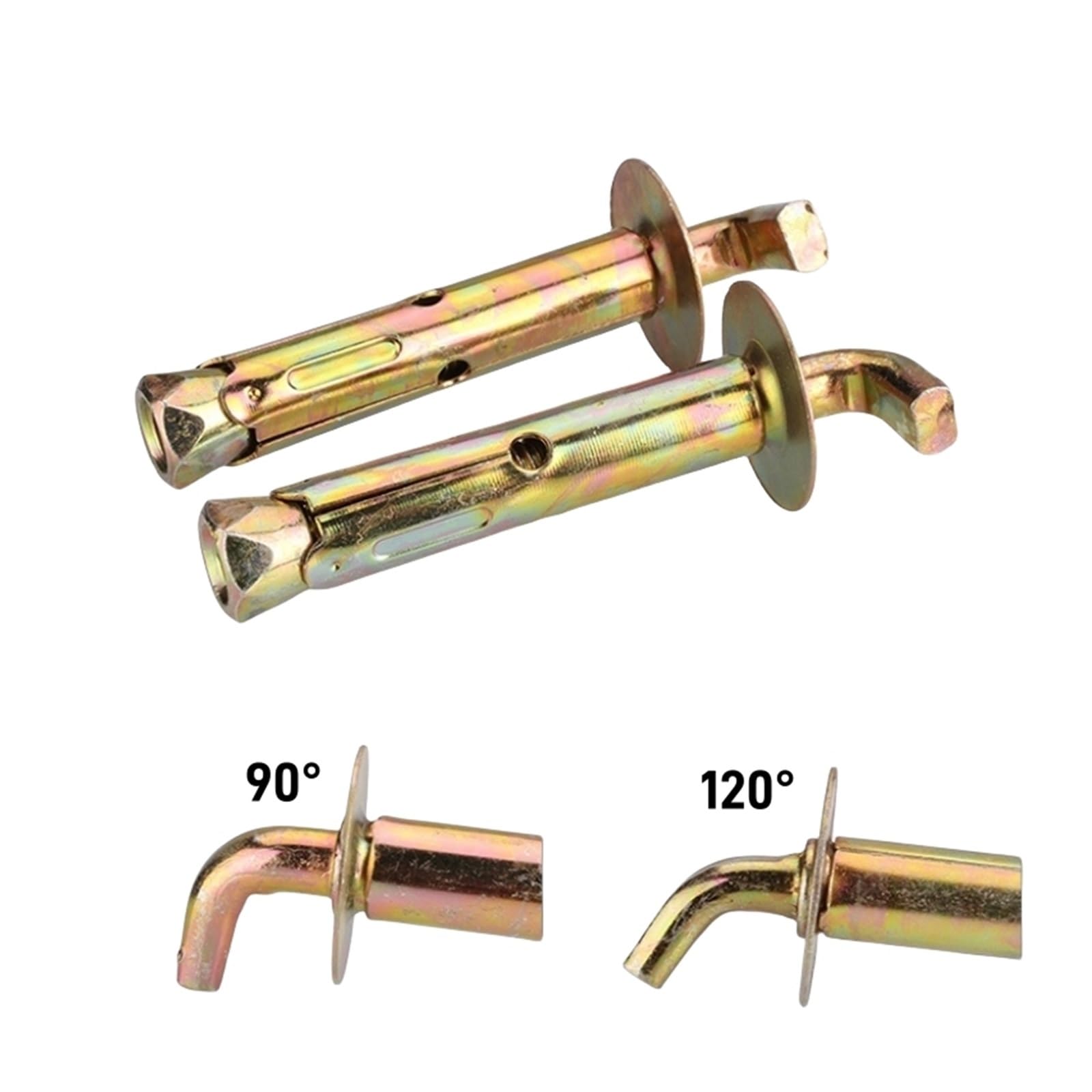 Perno de anclaje de gancho resistente, tornillo de expansión de pared, acero al carbono, anclaje, gancho, caldera, hormigón, punto de anclaje, azulejos, M10 x 100/120 mm, 1 pieza (M10 x 120 mm (ángulo