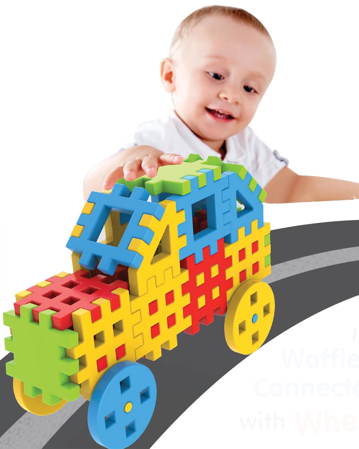 FIRSTCRY INTELLISKILLS Premium 47 Pcs Huge Waffle Connector Building Blocks with Wheels & Smooth Edges for Kids|Fun Play with Unlimited Formations Construction Puzzle |Best Gift for Children (B0CB7T54DQ) Amazon Price History, Amazon Price Tracker