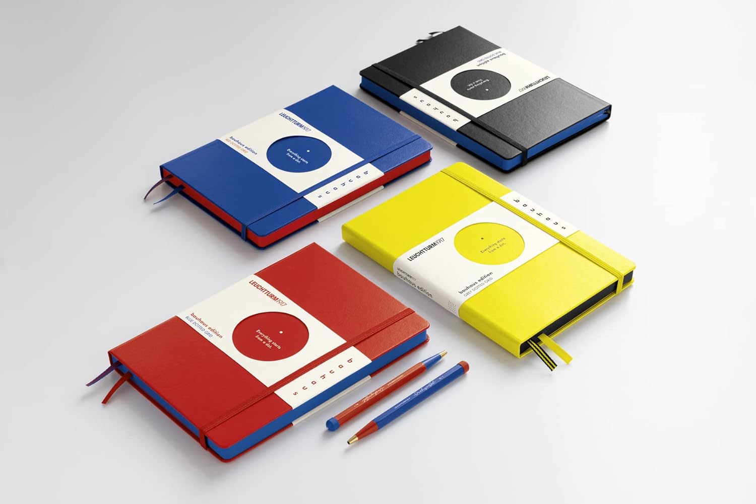LEUCHTTURM1917 - Dotted Hardcover Notebook Medium A5 Bauhaus Special Edition 251 Numbered Pages for Writing and Journaling (Red)
