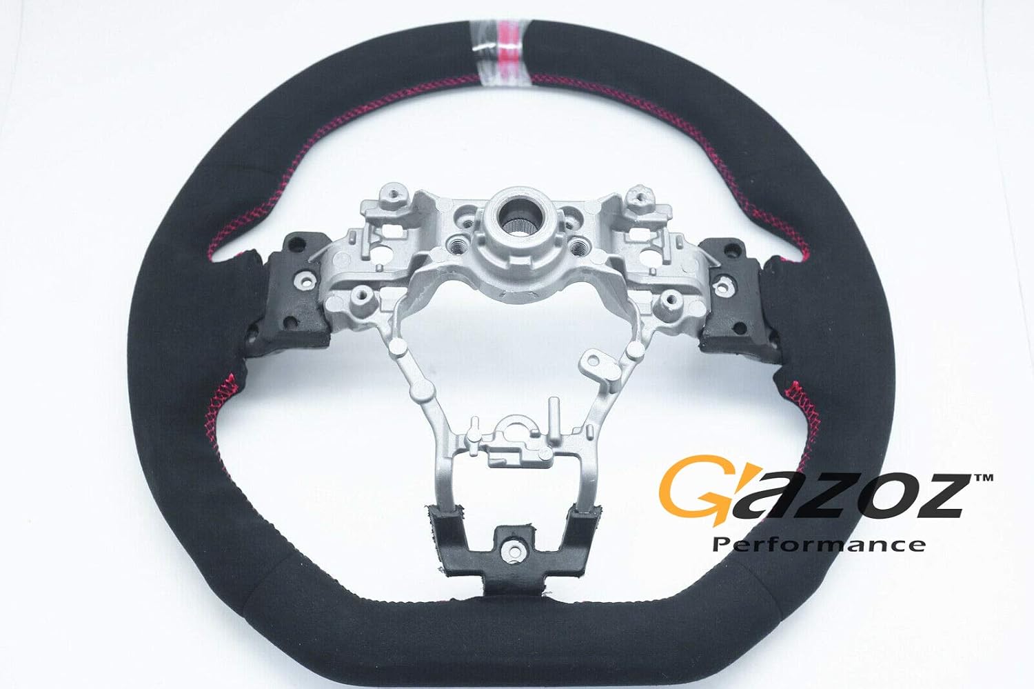D-Shape Whole W/Red Stripe Steering Wheel for 15-20 SUBARU WRX STI