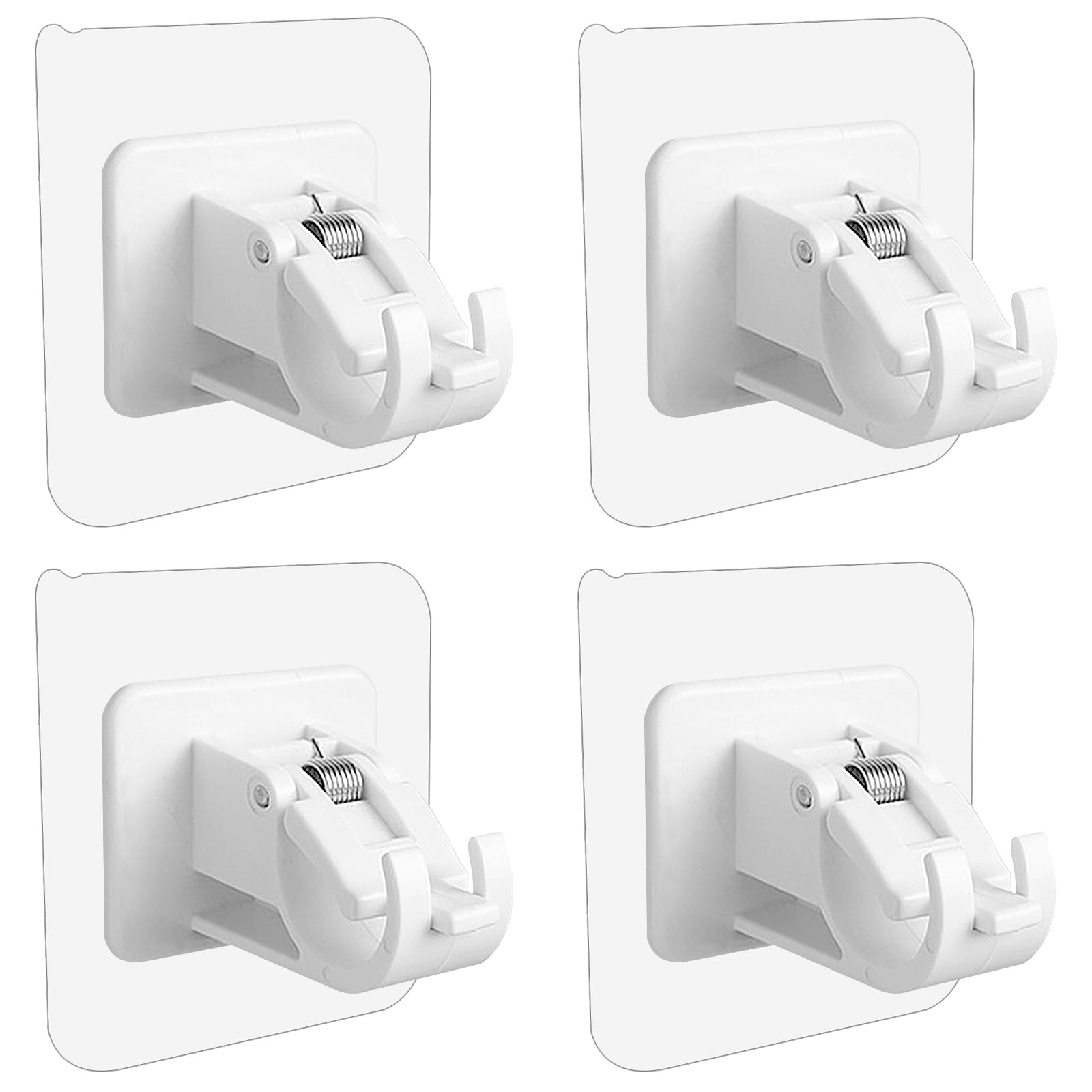 Licqic Whtie 4 Pcs Self Adhesive Curtain Rod Bracket, Curtain Pole Wall Brackets Fixing Rod Holder, No Drill Drapery Hook Holder For For Home Kitchen Bathroom (White)
