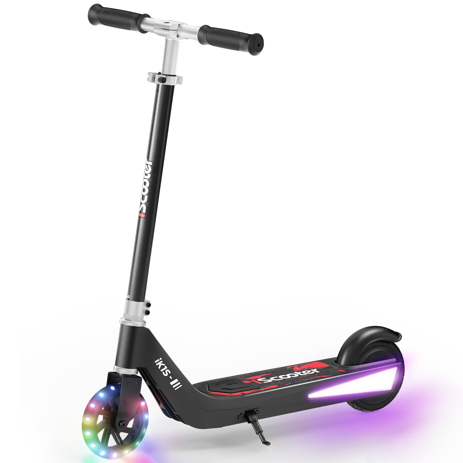 iScooter iK1 Electric Scooter for Kids Aged 6-10 Adjustable Speed Height Magnetic Safe Charging Colorful Flashing Wheels Deck