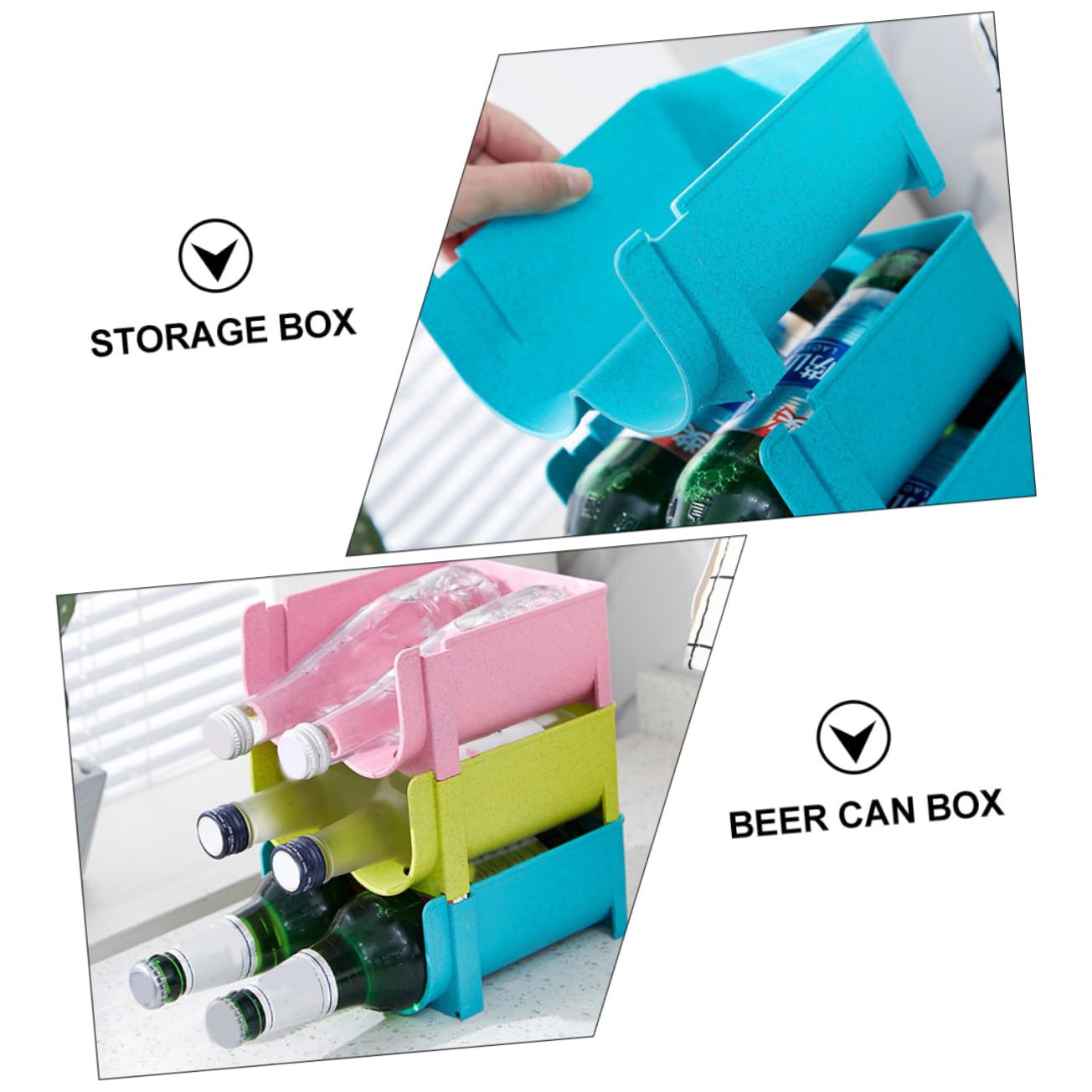 NAMOARLY Wine Fridge Stand Beer Bottle Rack Stackable Drink Box Kitchen Supply Beverage Organizing