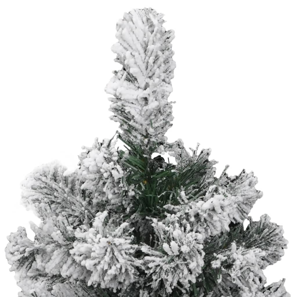 Albero di Natale Artificiale Pieghevole Innevato in PVC con Supporto, Design Salvaspazio, Christmas Tree, Decorazioni Natalizie, Adatto per Casa e Balcone, Verde e Bianco, 120 cm