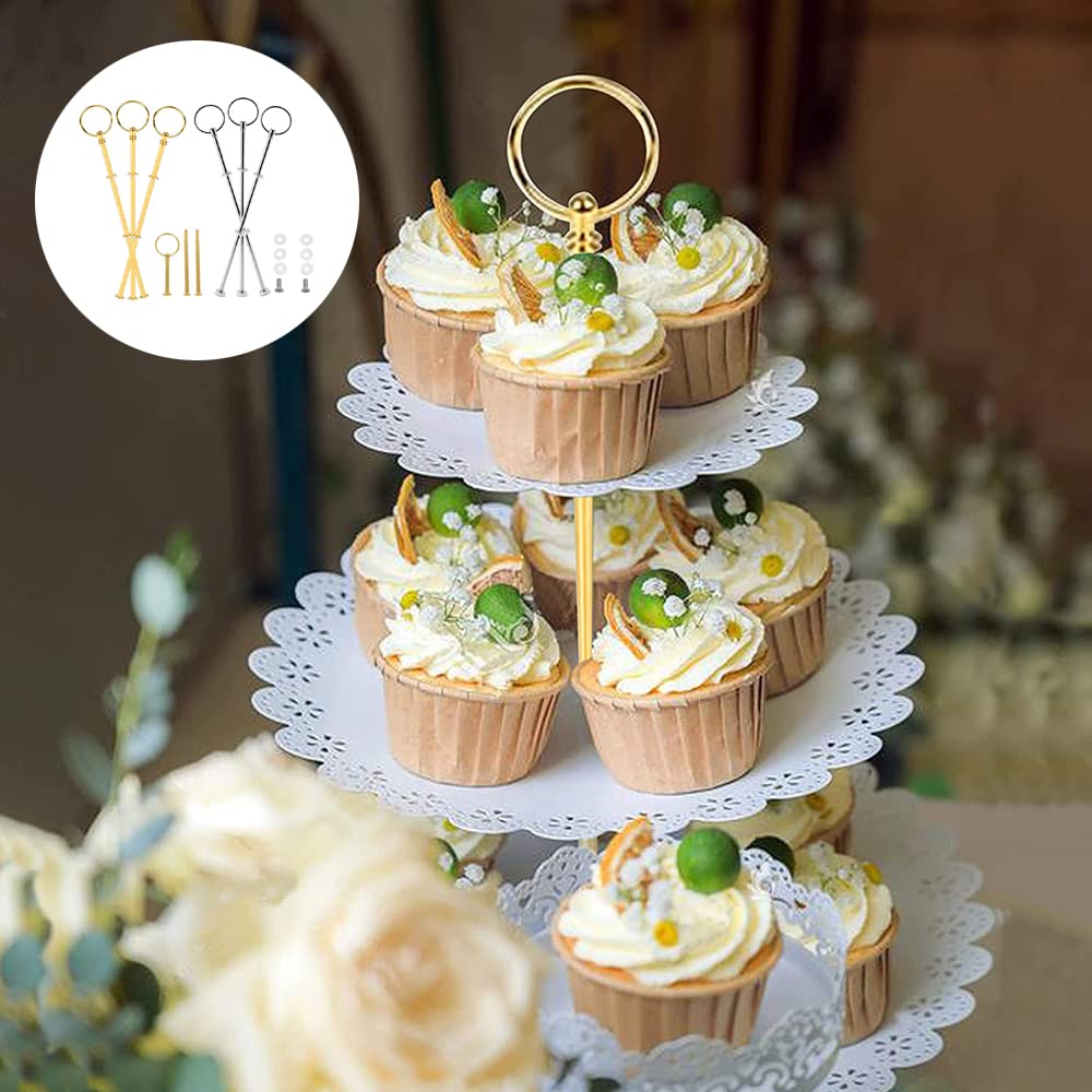 Nyxi 3 In 1 Cake Stand 100 Natural Slate Round Rough Edges Display With Gold Fittings Can Be Used As 3 Tier 2 Tier Single Tier Stand Based
