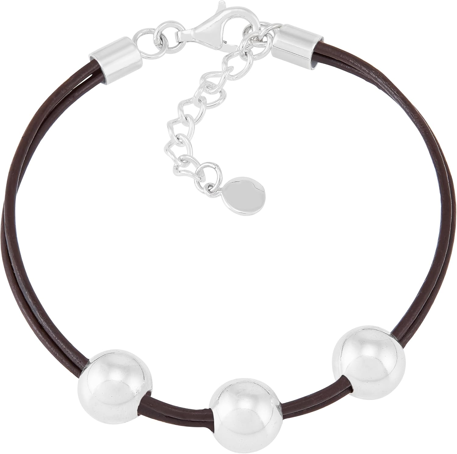 Silpada 'Symphonious' Sterling Silver Leather Chain Bracelet, 7" + 1" - Image 3