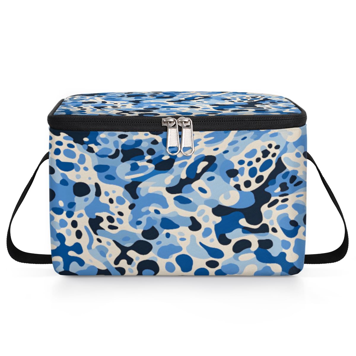 GzLeyigou Camouflage Lunch Bags for Women Men 9 Cans, Hot & Cold Food Delivery Bag Insulated Grocery Bag Insulated Lunch Box Blue Camo Cooler Bag for Office Work Picnic Beach