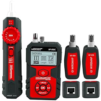 NOYAFA NF-858C Network Cable Tester Multifunctional RJ11 RJ45 BNC,POE Voltage Testing Trace Cable Line Locator for Telephone/Ethernet/LAN Coax Cable Rechargeable Anti-Interference