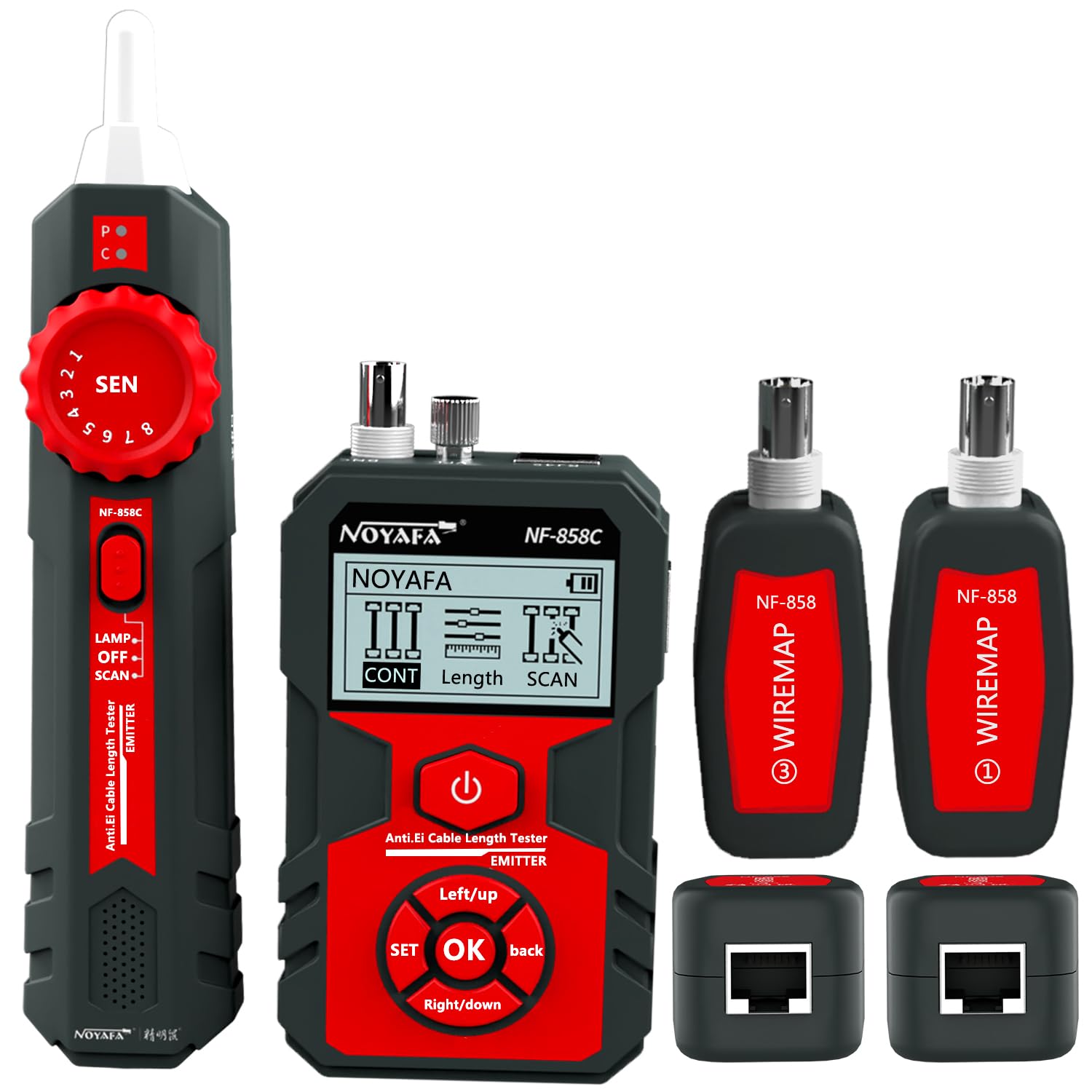 NOYAFA NF-858C Network Cable Tester Multifunctional with VFL Function,RJ11 RJ45 BNC,POE Voltage Testing Trace Cable Line Locator for Telephone/Ethernet/LAN Coax Cable Rechargeable Anti-Interference-image-38
