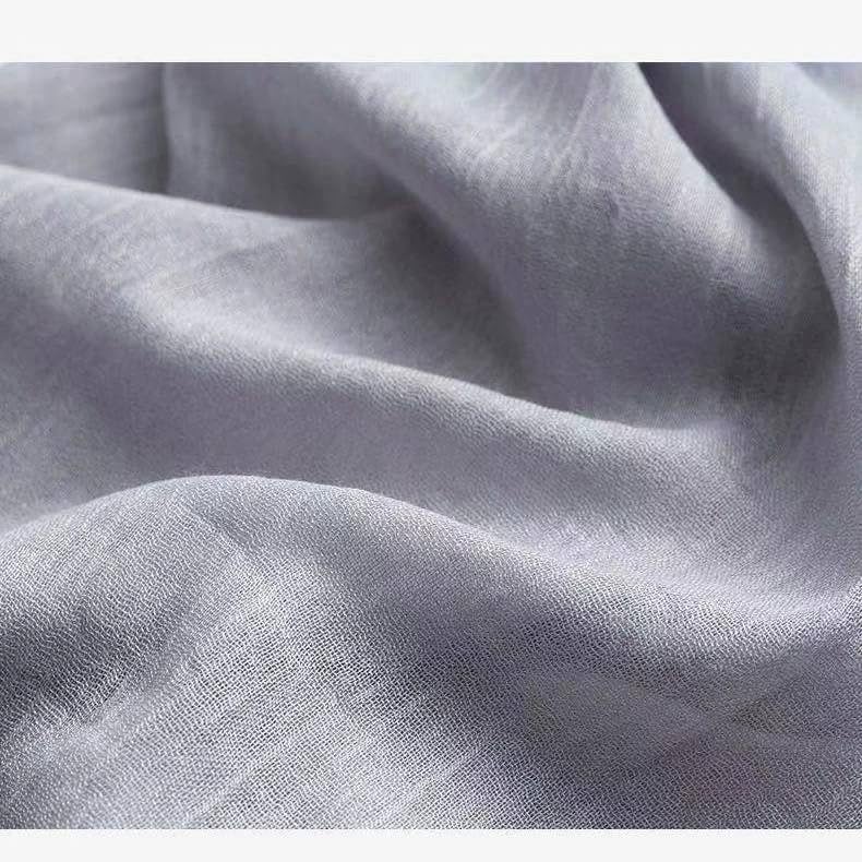 Solid color cotton and linen scarf, wrinkled all season versatile long sunscreen fashionable shawl - Image 3