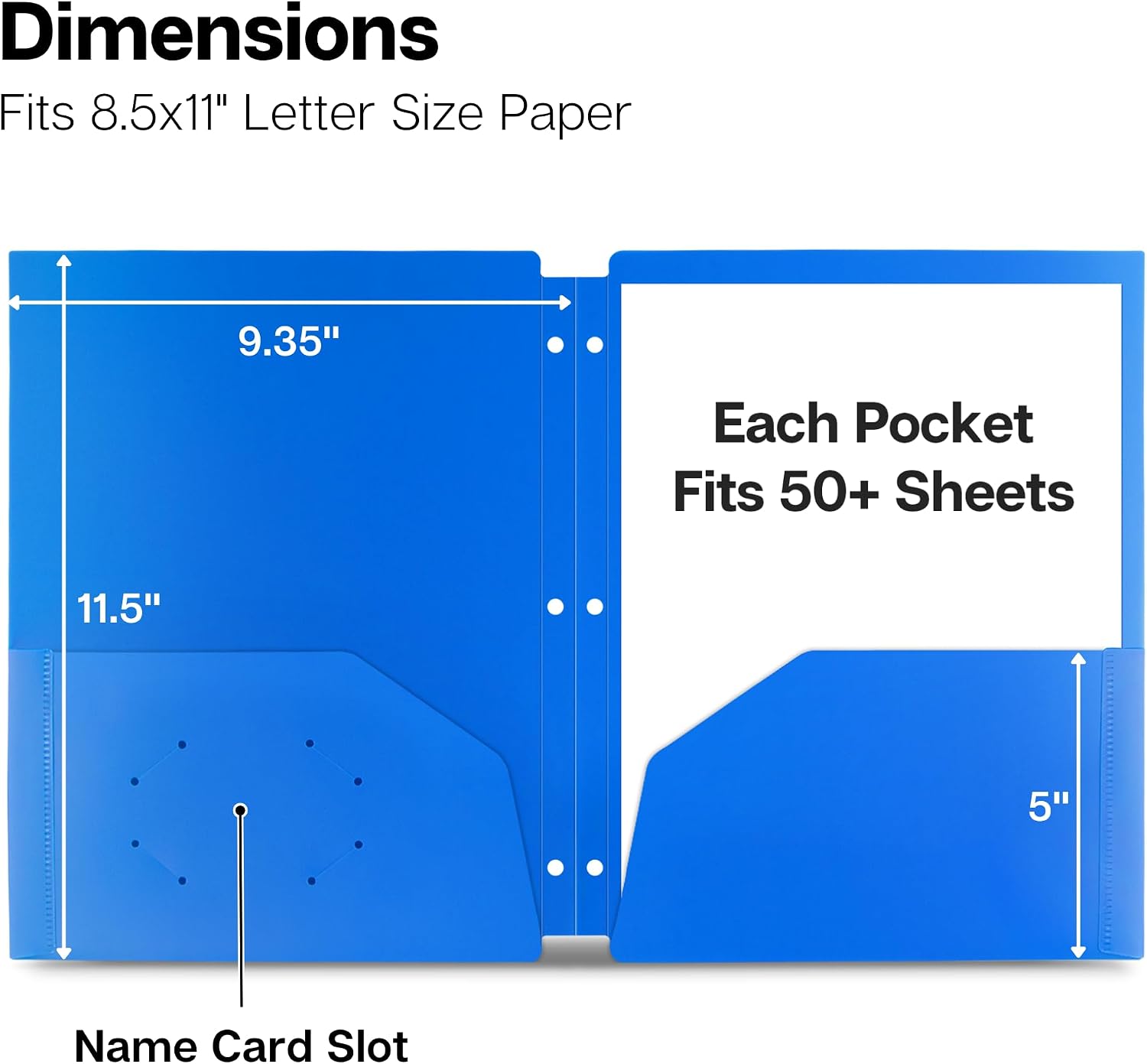 Dunwell Plastic 2-Pocket Folders for 3-Ring Binders, (6 Pack, Assorted Colors) 3 Hole Punched, Divider Folder for Notebook, Durable Poly, Fits 8.5x11 Sheets, Includes Labels thumbnail