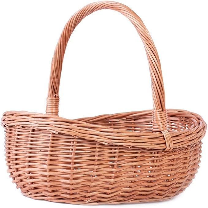 Einkaufskorb Weide Geflochtener Korb mit Henkel Aufbewahrungskorb Leicht Picknickkorb Geschenkkorb Leer Vintage Korb Aufbewahrung Einkaufskorb Geflochten (Natur)