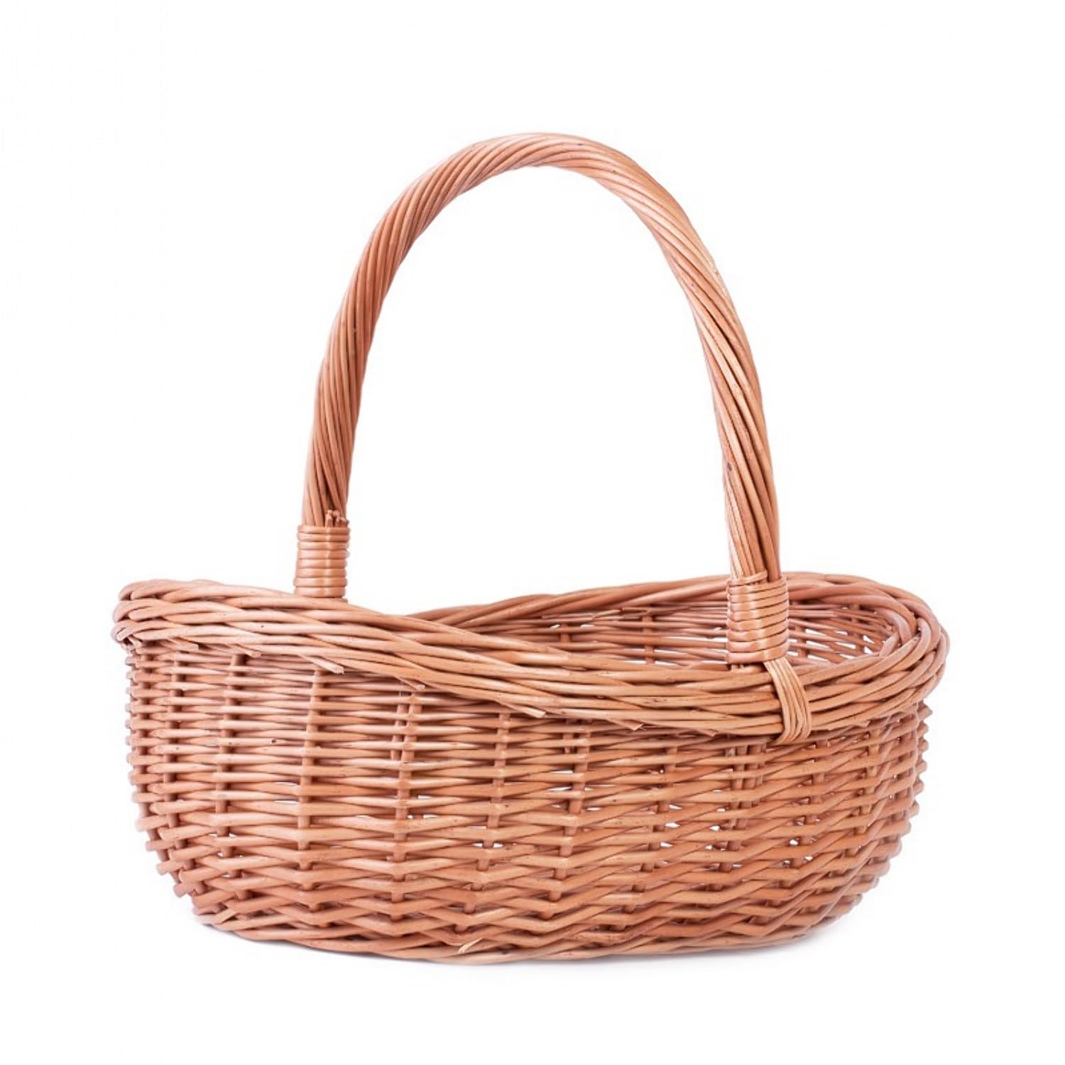 Cesta de mimbre natural con asa, gondole, baloncesto ovalado, cesta de la compra (natural)