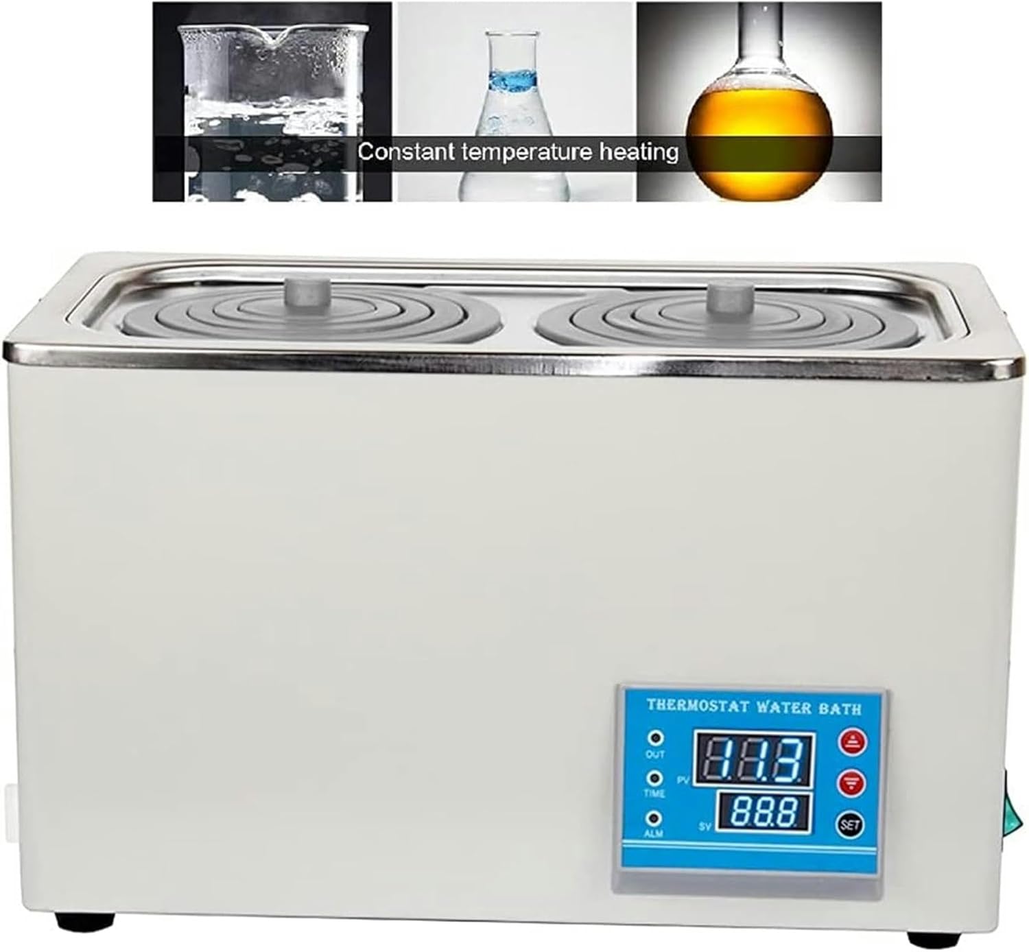 FLTRGO Digital Lab Water Bath, Thermostatic Water Bath with Selectable Openings, 304 Stainless Steel Electric Constant Temperature Water Bath for Lab Commerical