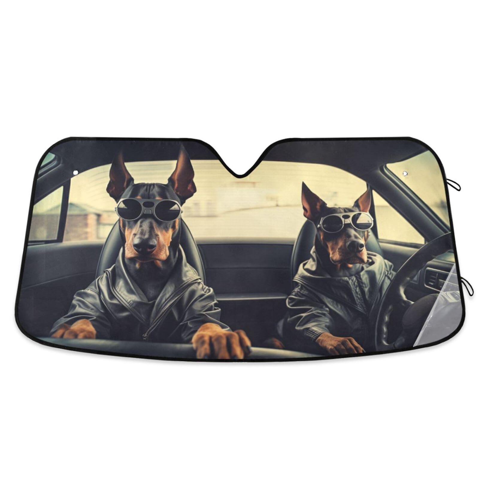 Amazon.com: Oarencol Car Windshield Sun Shade Doberman Driving