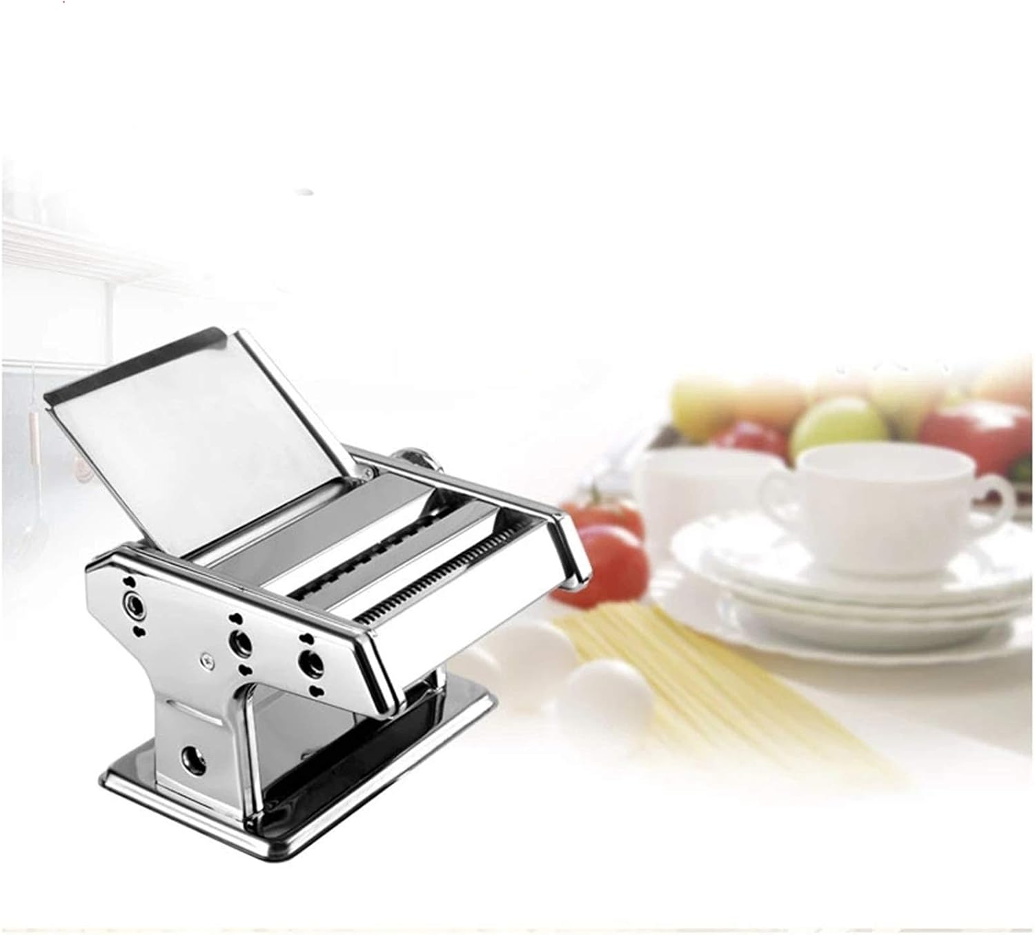 Mquina para hacer pasta Mquina para hacer pasta Mquina manual para hacer fideos Espesores de corte manual de 0,5-3 mm Mquina para hacer pasta Mquina con rodillos Masa fresca Prensa extr