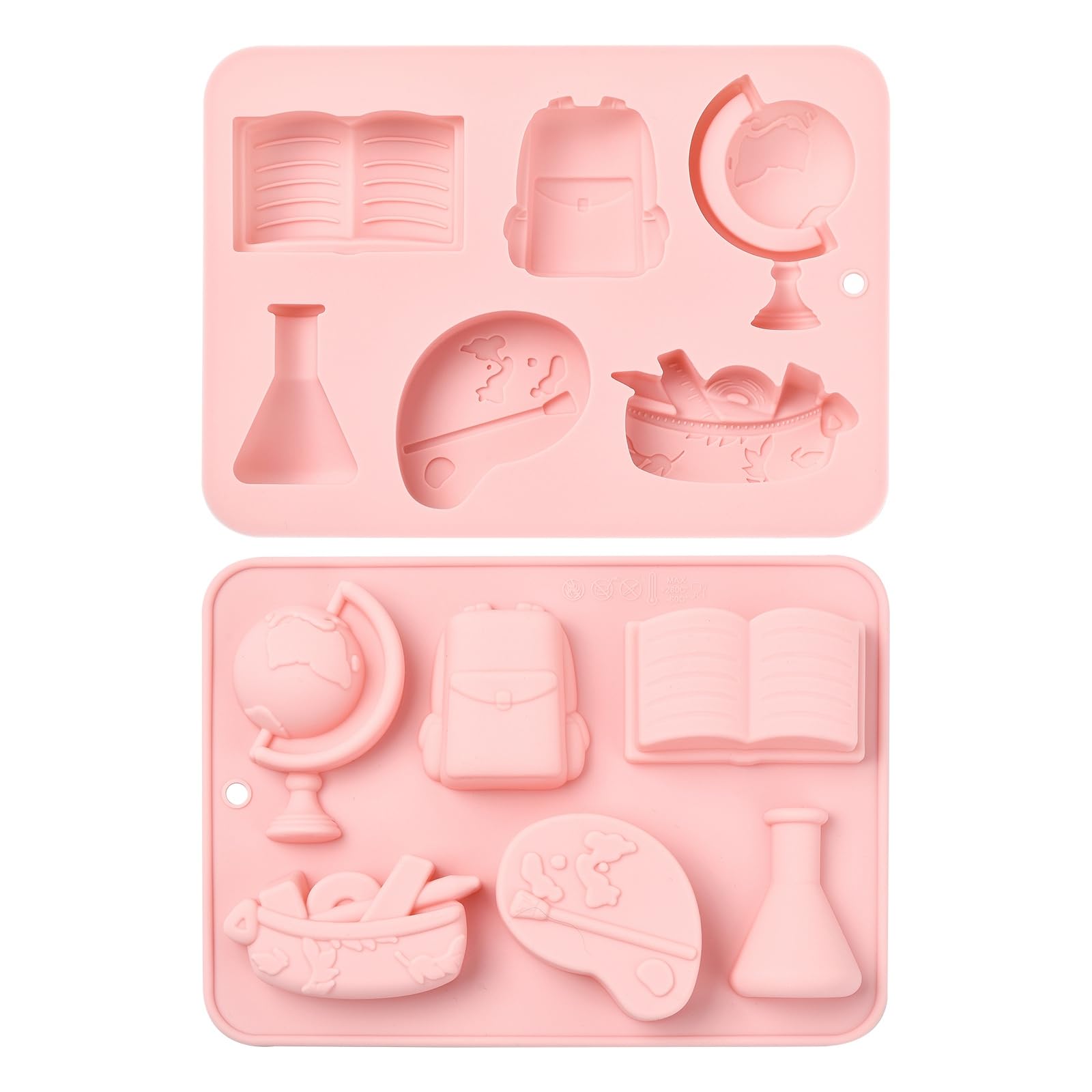 Lot de 2 Moules en Silicone À Thème Scolaire - 184 X 133 X 21 Mm