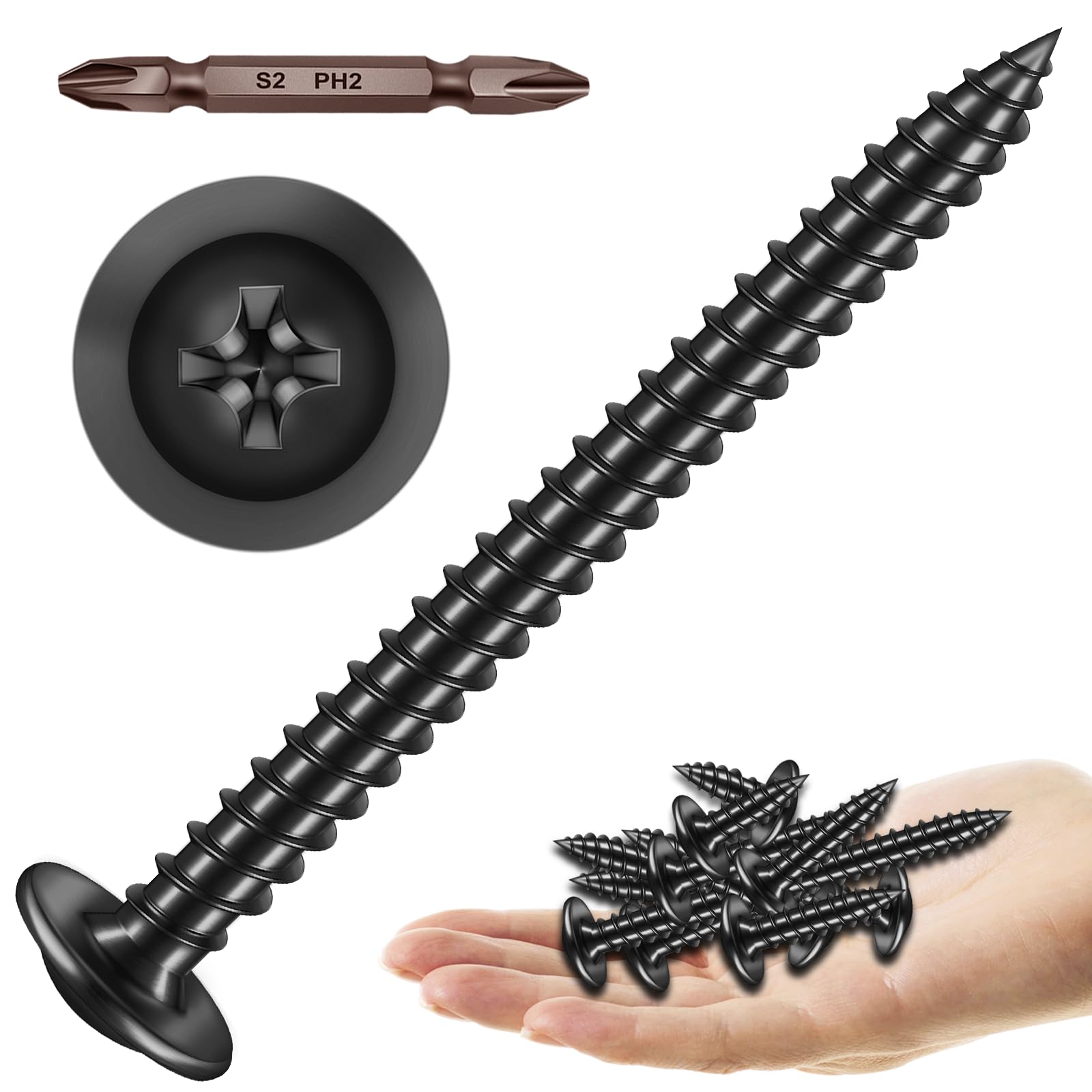 220 Pcs #8 X 1/2 Inch Self Drilling Screws – Black Truss Head For Metal, Wood & Plastic - View #11