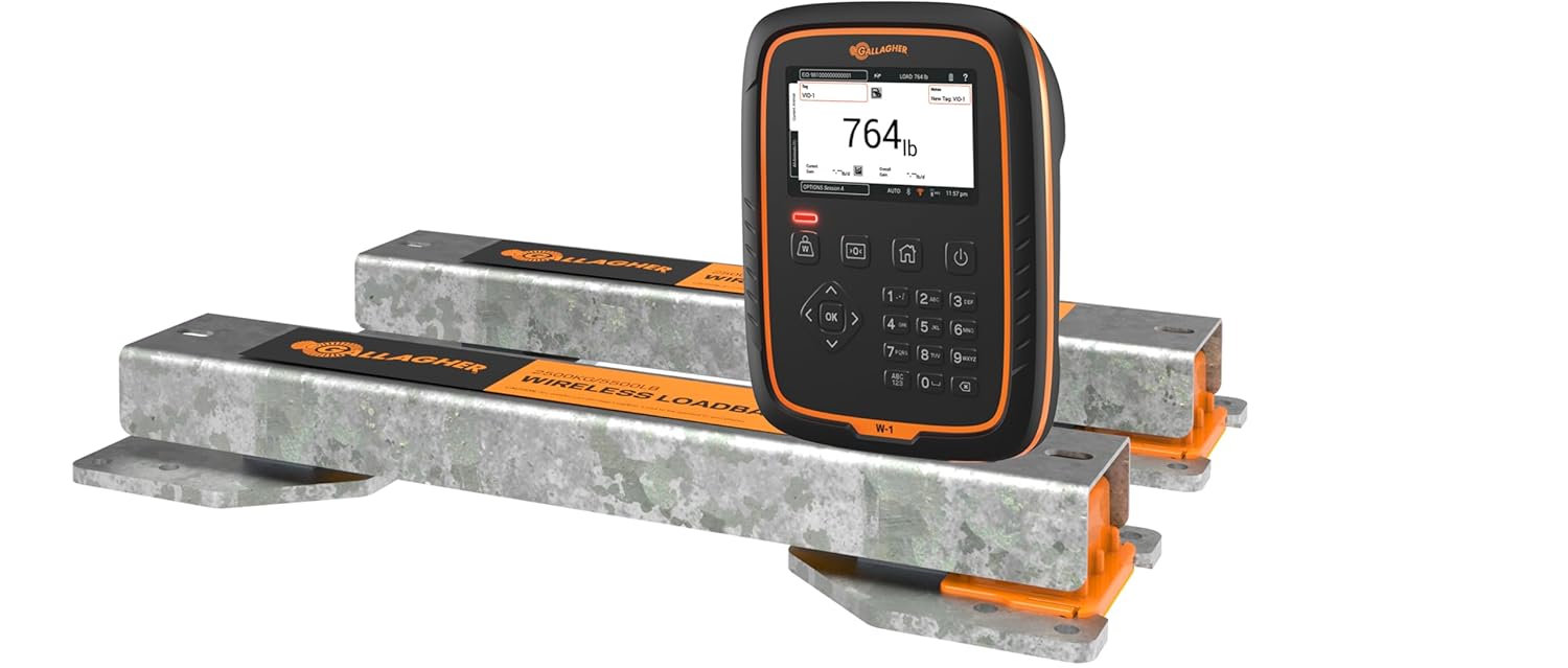 Gallagher W-1 Livestock Scale Bundle | Includes W-1 Weigh Scale & 5,500 lb Wireless Load Bars | Bluetooth Data Collection | Portable System for Livestock Weighing | No Calibration Needed