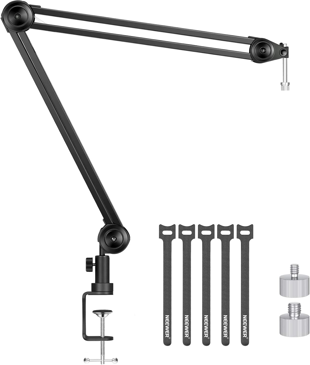 Neewer Microphone Arm Stand, Heavy-Duty Mic Arm Microphone Stand Suspension Scissor Boom Stand with 5/8” to 3/8” & 5/8” to 1/4” Screw and Cable Tie Compatible with Blue Yeti/Snowball/QuadCast (Large) : Musical Instruments