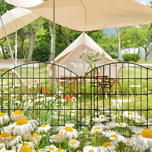 Thealyn Metal Garden Fence 32 in H x 28 in W 10 Panels (9 Panels + 1 Gate) Total Length 23 ft, No Need Dig Rustproof Animal Barrier Fencing Border Fence for Dog, Patio,Yard, Landscape, Flower Bed - Thumbnail 5