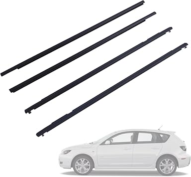 Weatherstrip Window Moulding Trim Seal Belt 4Pcs Compatible with Mazda 3 BK Series Sedan 2004 2005 2006 2007 2008 2009 Not fit for Hatchback Models