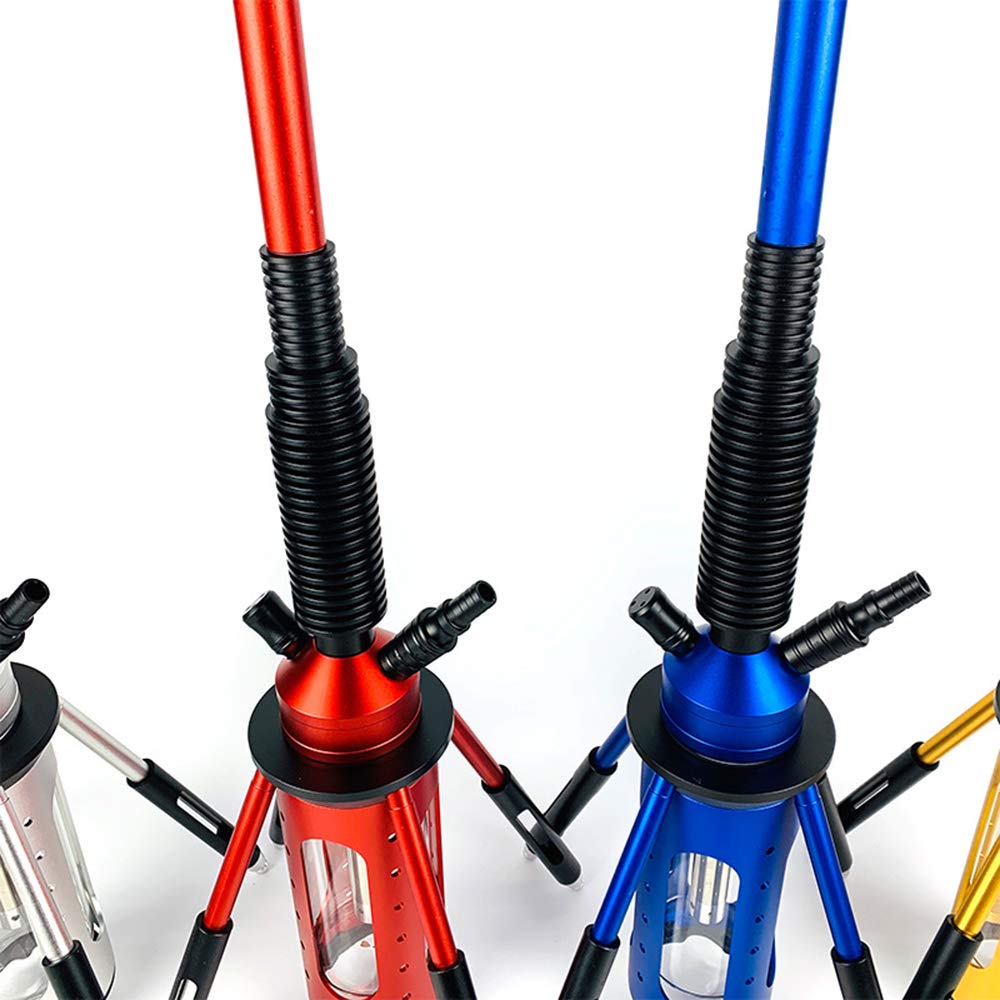 Pipa de cachimba Shisha de Manguera única con un tazón, Rejilla de carbón, Abrazadera de carbón y Accesorios de Papel de Aluminio con Aislamiento térmico Kit de Inicio Completo,Rojo