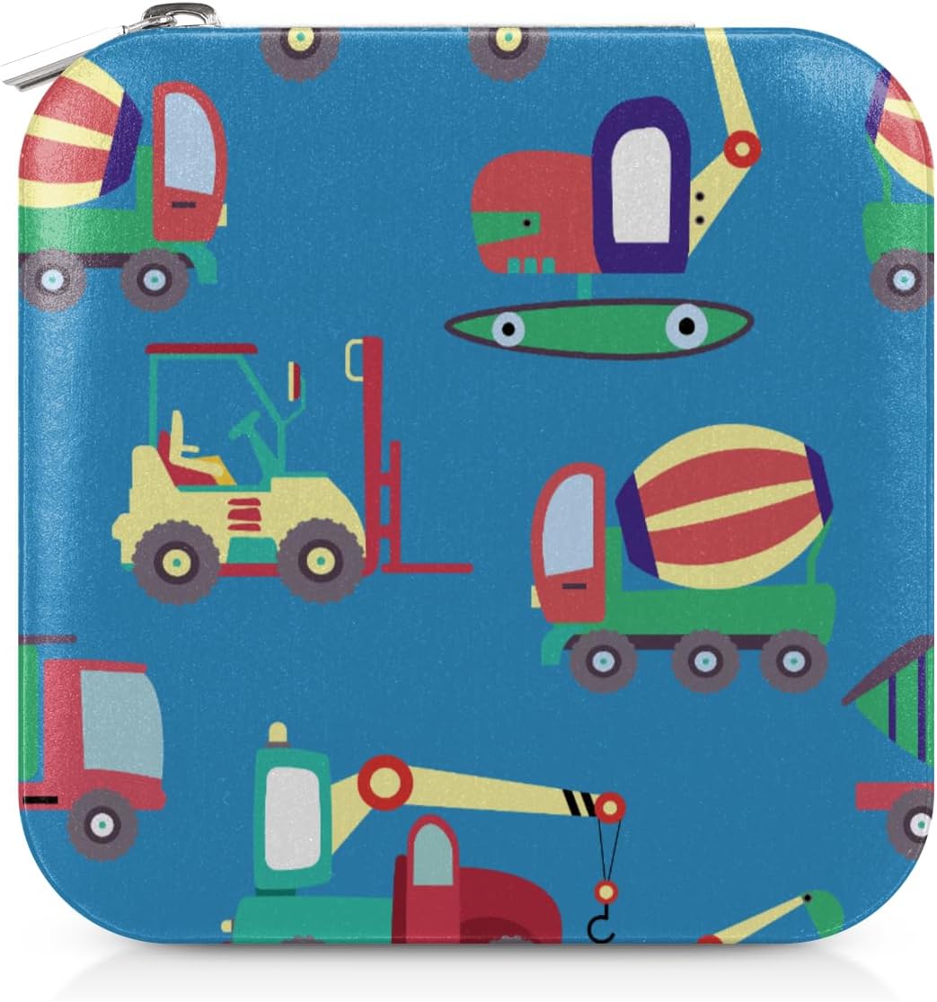 Cartoon Aircrafts Transport Portable Jewelry Organizer PU Leather Travel Jewelry Box with Mirror Compact Display Storage Case for Rings Earrings Necklaces Bracelets Pendants