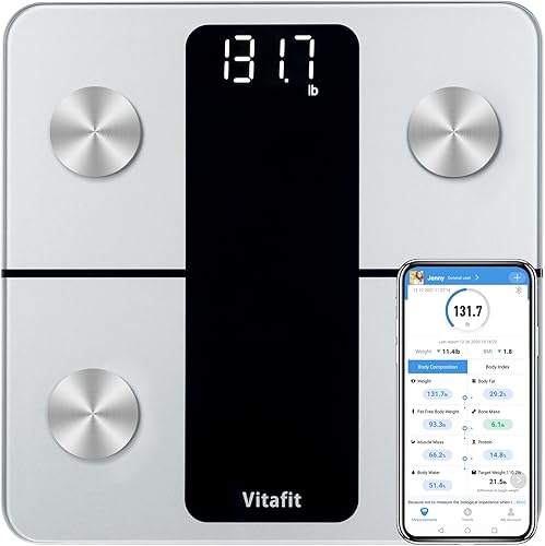 Vitafit Báscula de baño inteligente para peso corporal, elegible para FSA HSA, fábrica profesional de pesaje desde 2001, báscula digital de