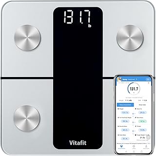 Vitafit Smart Scales for Body Weight and Fat Percentage, Weighing Professional Since 2001,Digital Wireless Bathroom Scale for BMI Water Muscle Sync App, 400lb, Silver