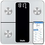 Vitafit Smart Bathroom Scale Body Weight, High Accuracy Assured by Weight Scale Professional Factory Since 2001, App Sync 13 Body Composition Including BMI, Body Fat and Muscle, 400lb, LED, Silver