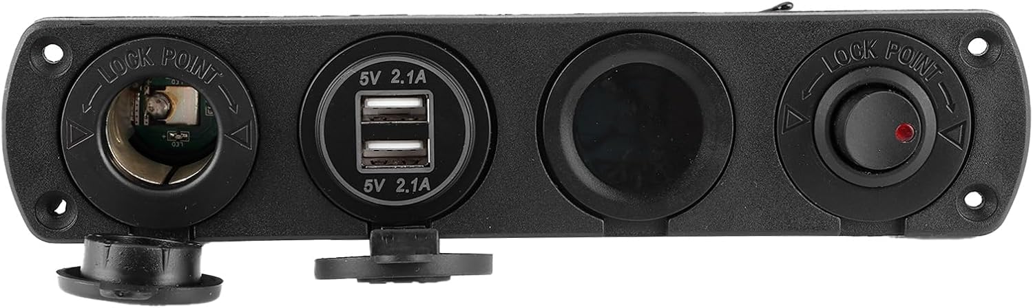 Car Voltmetertemperature Voltage Meter12v Ca with USB Ports and LED Temperature Voltage Display for CarsTrucksBoatsATVsand RVs R Accessoriestruck Panelmar