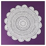 Spitzendeckchen Häkeldeckchen Tischdecke Handarbeit Vollhäkel Deckchen Untersetzer Aufleger Landhaus Nostalgie Handarbeit 100% Baumwolle 30 cm Rund Ecru