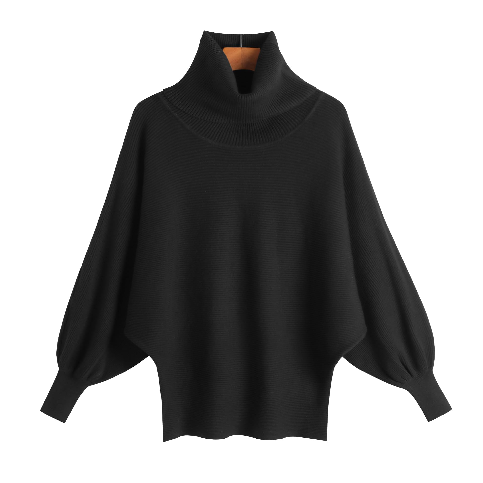 YEKEYI Damen-Pullover, Rollkragenpullover, Übergröße, Fledermausärmel, grober Pullover, lässiger Herbststrickpullover, Tunika-Top