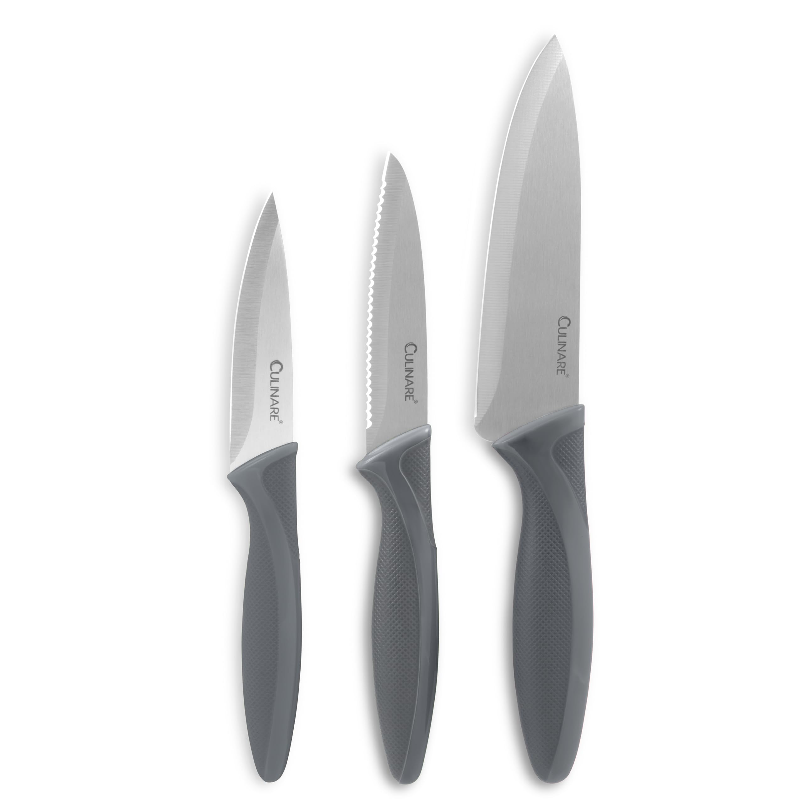 CULINARE 3 Piece Knife Set Sharp Kitchen Knives for Smooth Cutting Non-Slip
