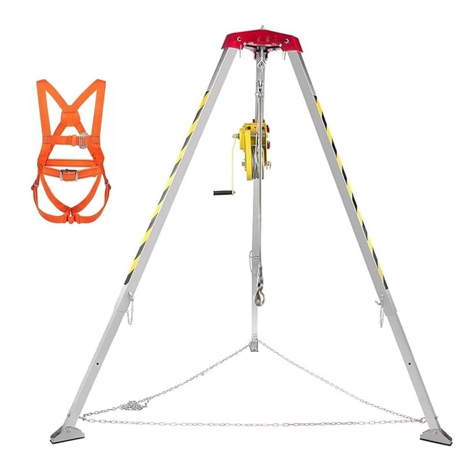 icVantA Aluminum Rescue Tripod Confined Space Tripod with 1200LBS Winch & 30m Fall Arrester and seat Belt Rescue Tripod for Sewer Wellhead Easy to Assemble,1800IBS-2