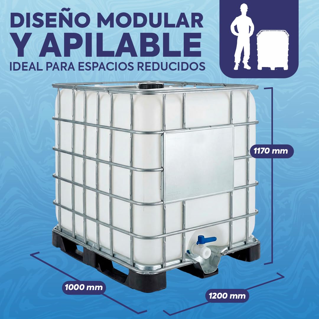 Contenedor depósito de 1000 litros IBC-GRG con palet de plástico
