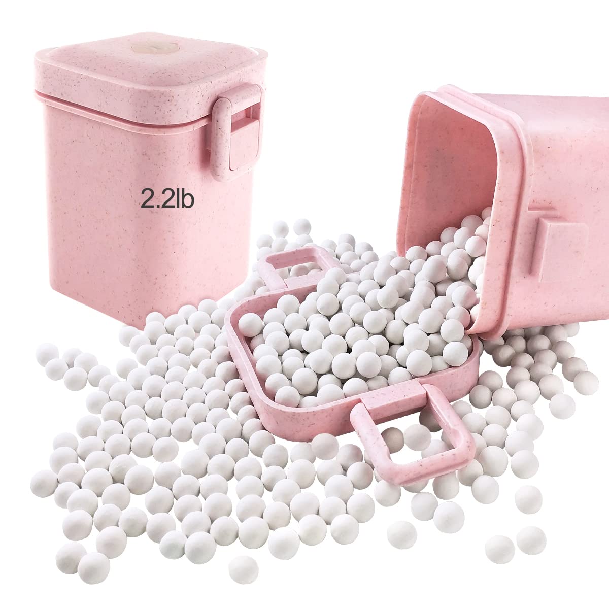 M&C Music Color Ceramic Baking Beads Pie Weights Reusable 10mm Natural Pie Beads Ceramic Stoneware with Wheat Straw Container 35 Oz Total (2.2Lb|1000g) (Pink)
