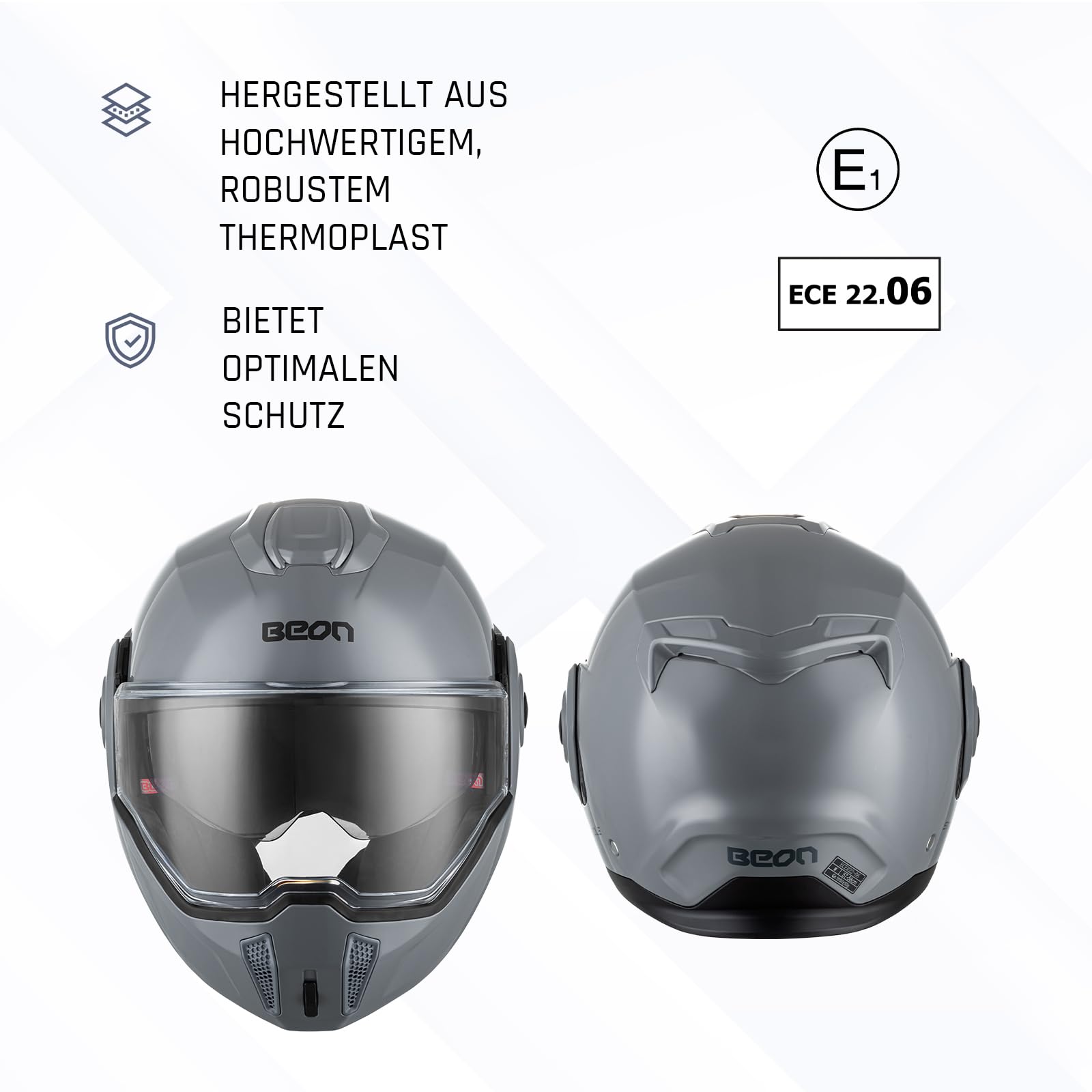 BEON Stradale Motorradhelm - Systemhelm Klapphelme mit Visier und Sonnenblende - Rollerhelm Sonnenblende - Motorrad Helm Damen & Herren - Integralhelm 180° Klappbar - XXL