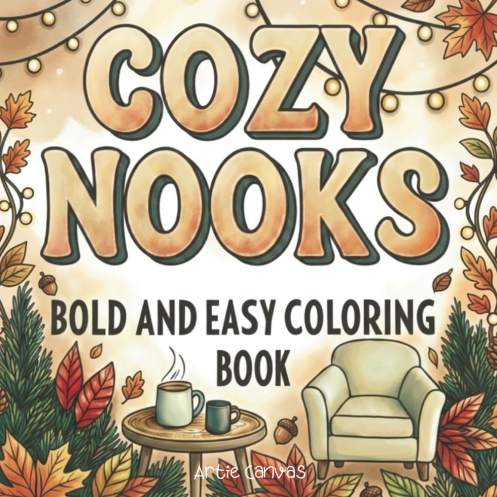 Cozy Nooks Coloring Book for Adults: Bold and Easy Relaxing Cozy Scenes Coloring Pages for Women — Stress Relief, Mindfulness and Calm in Every Page