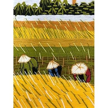 ベトナムの風景手刺繍絵画 成績書付き ベトナムの風景手刺繍絵画