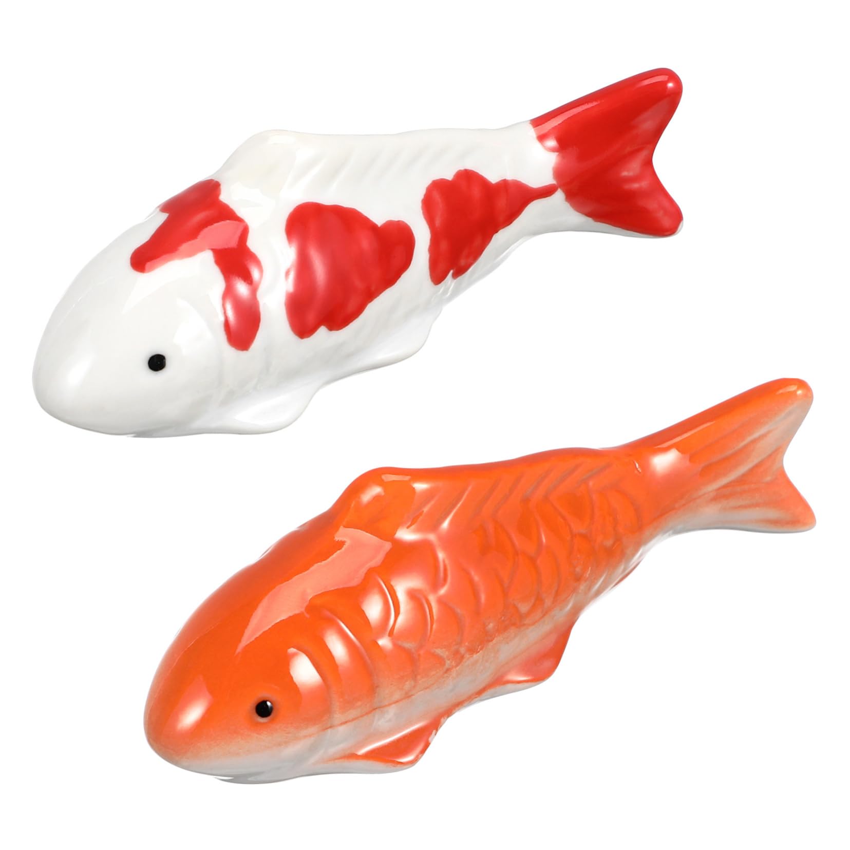 Décoration Aquarium 2 Faux Poissons en Céramique Flottants Orange, Accessoires pour Aquarium Extérieur et Intérieur, Statue de Poisson Flottante Créative et Plusieurs Styles