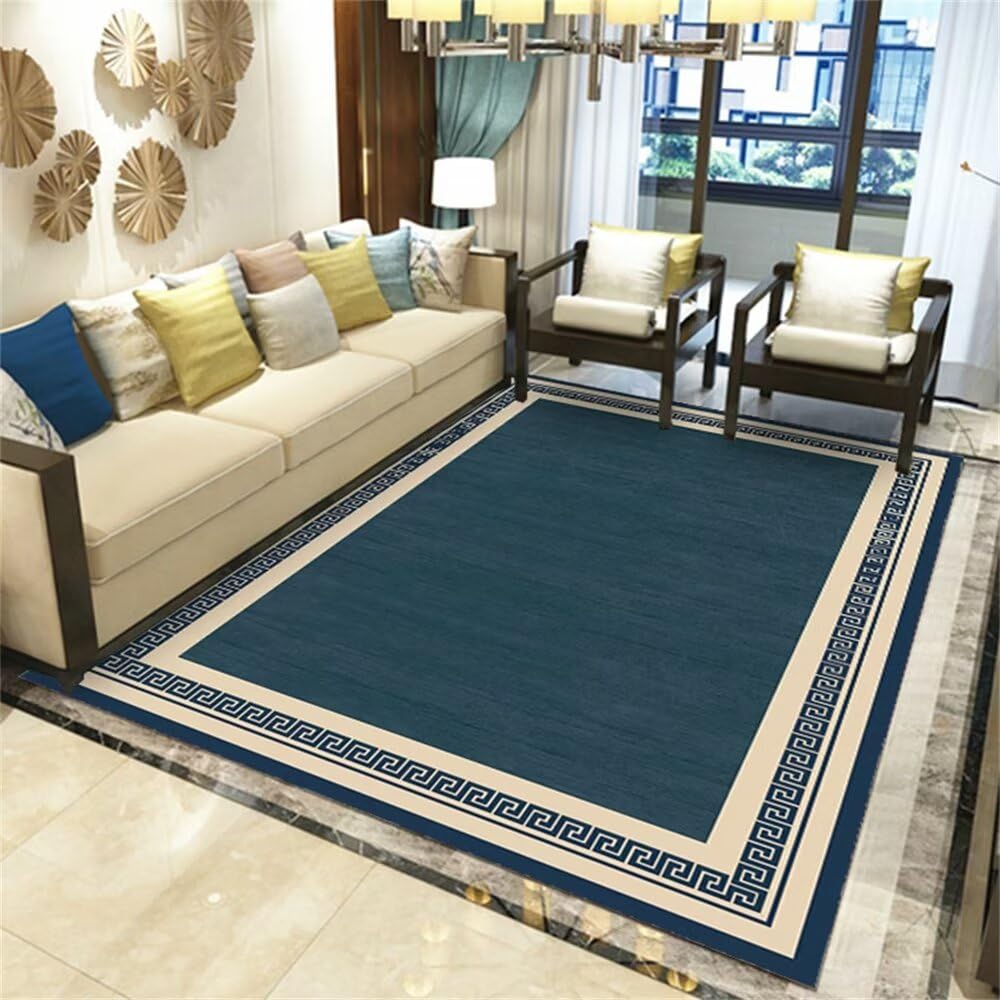Tapis de salon lavable et résistant aux taches 200x300cm bleu enfant